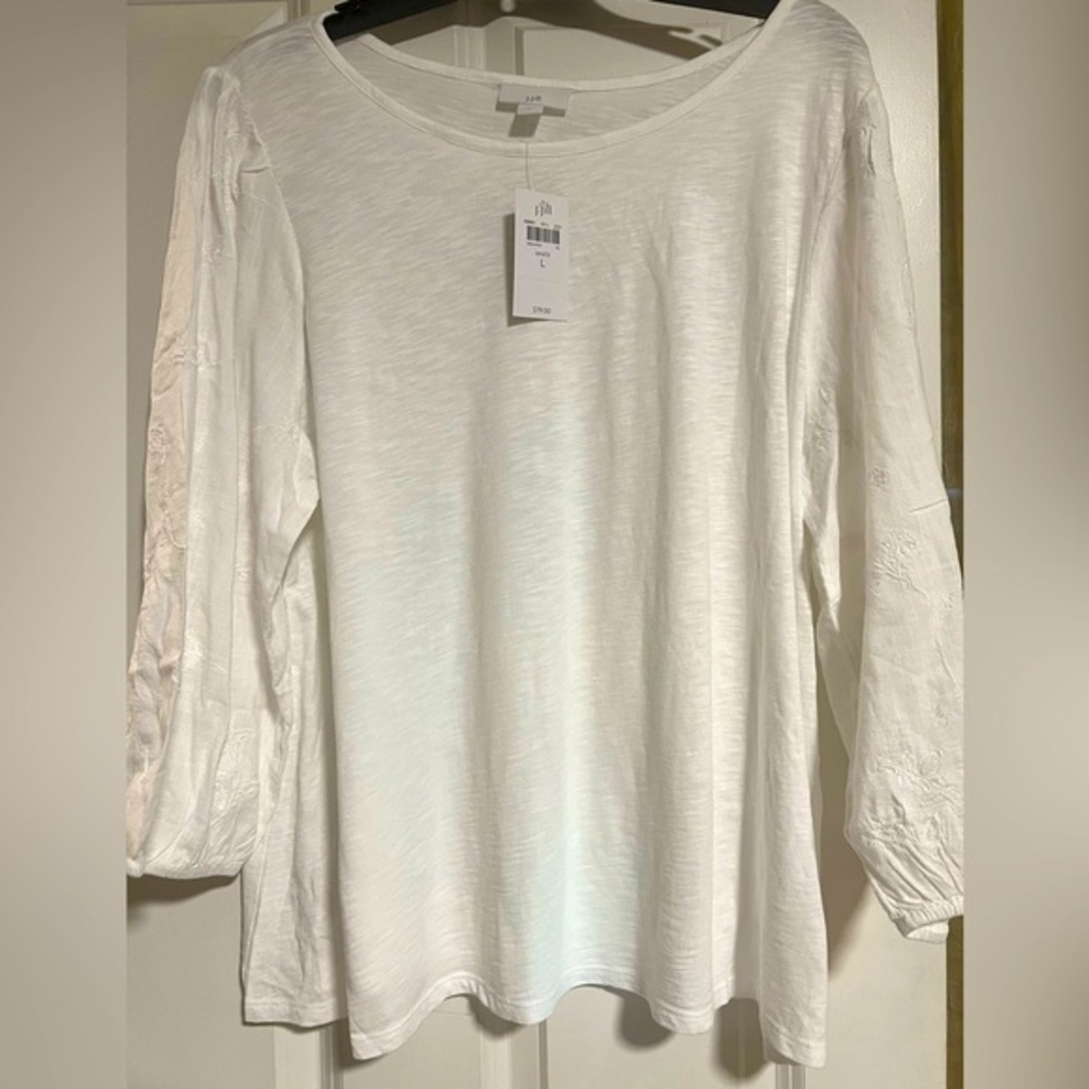NWT J Jill 3/4 Embroidered Sleeves Top - L or XS